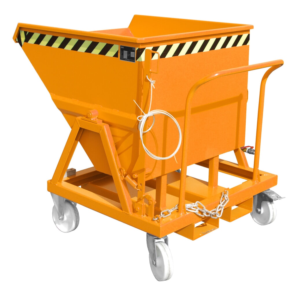Bauer® Spanenkantelbak voor gelijkvloers legen, gelakt, volume 0,4 m³, RAL 2000 geeloranje Product afbeelding: Bauer® Spanenkantelbak voor gelijkvloers legen, gelakt, volume 0,4 m³, RAL 2000 geeloranje