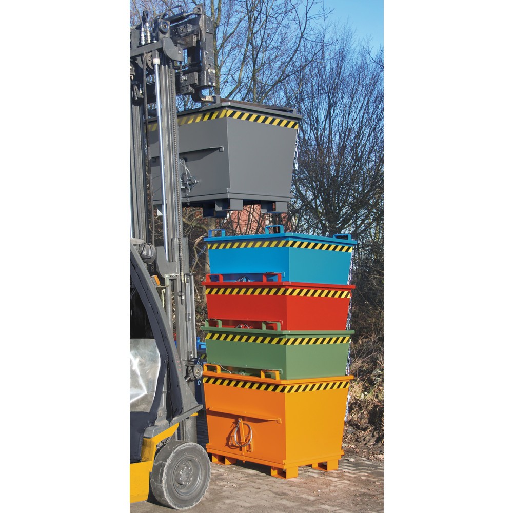 Productafbeelding nr. 6: Bauer® Stapelbare bak met uitklapbare bodem, gelakt, volume 0,5 m³, RAL 3000 vuurrood