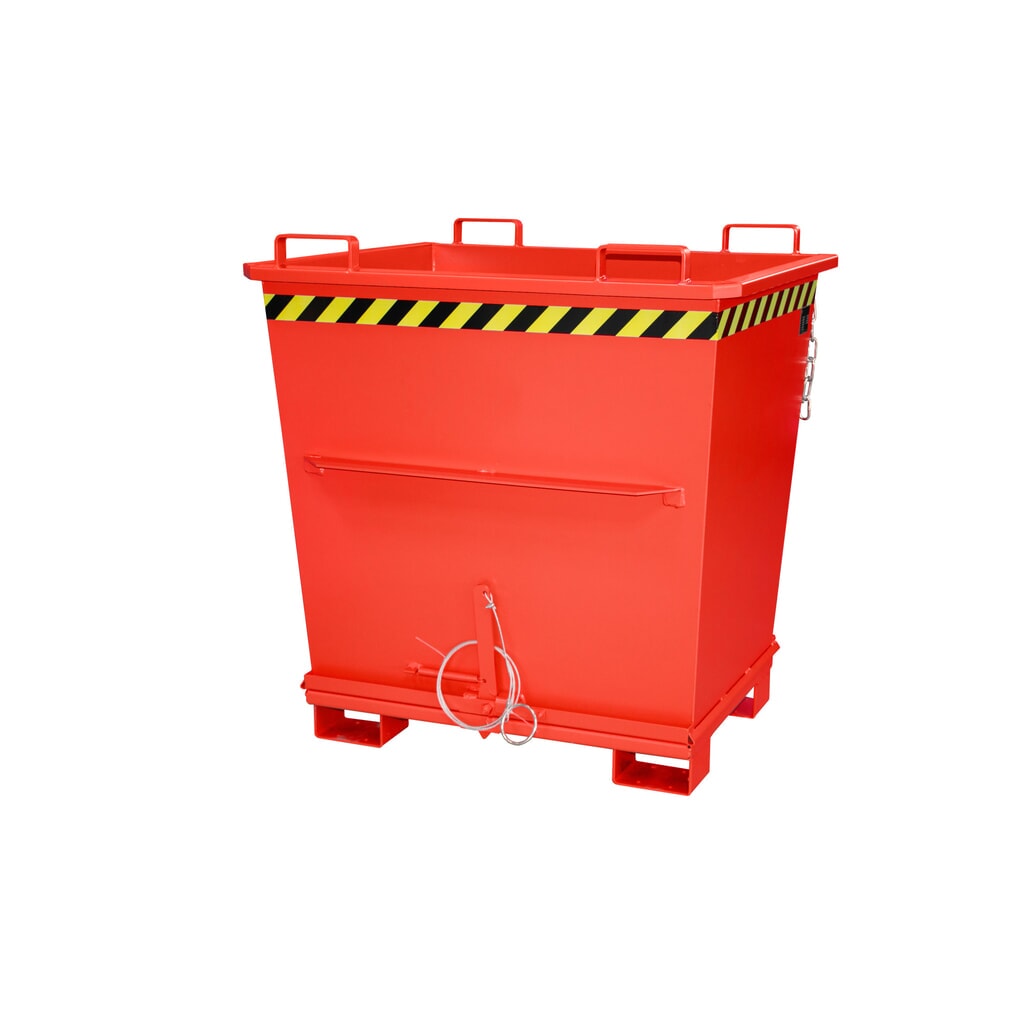 Product afbeelding: Bauer® Stapelbare bak met uitklapbare bodem, gelakt, volume 1 m³, RAL 3000 vuurrood