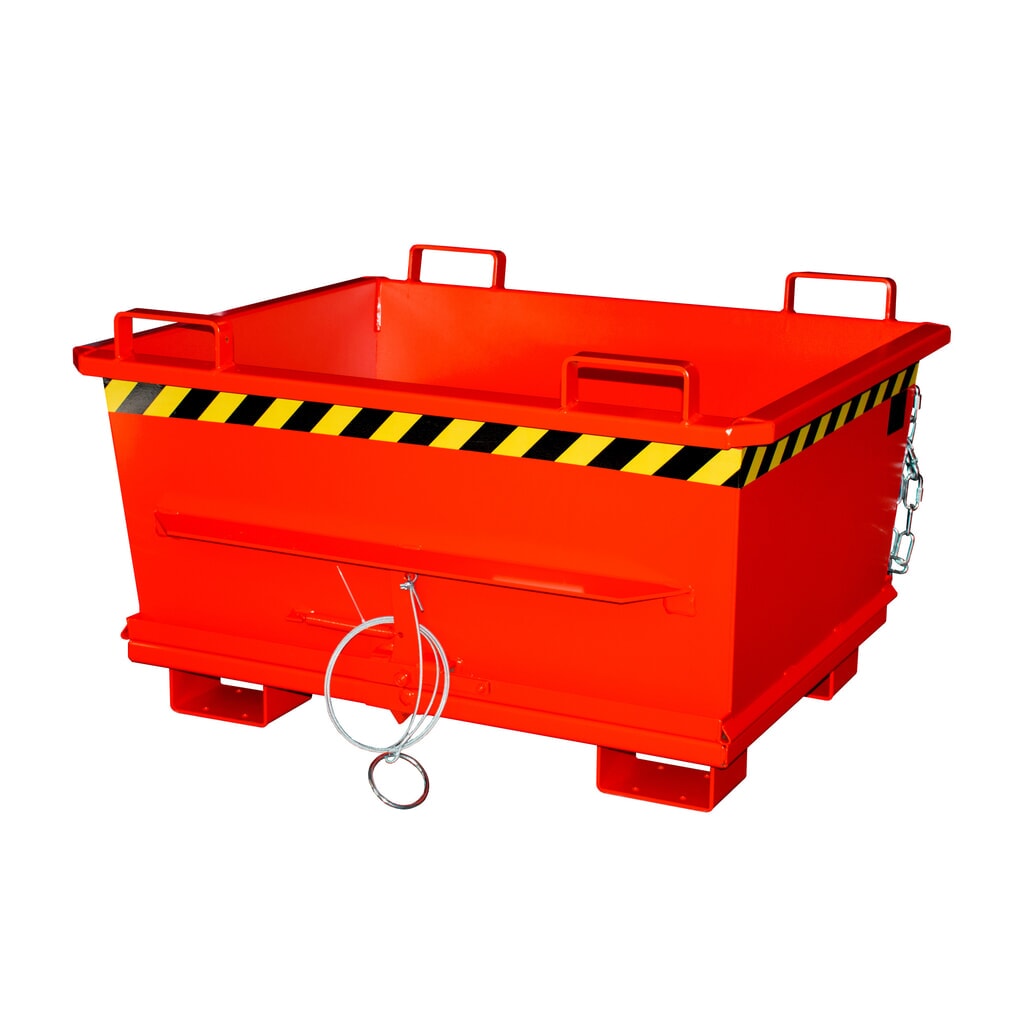 Product afbeelding: Bauer® Stapelbare bak met uitklapbare bodem, gelakt, volume 0,5 m³, RAL 3000 vuurrood