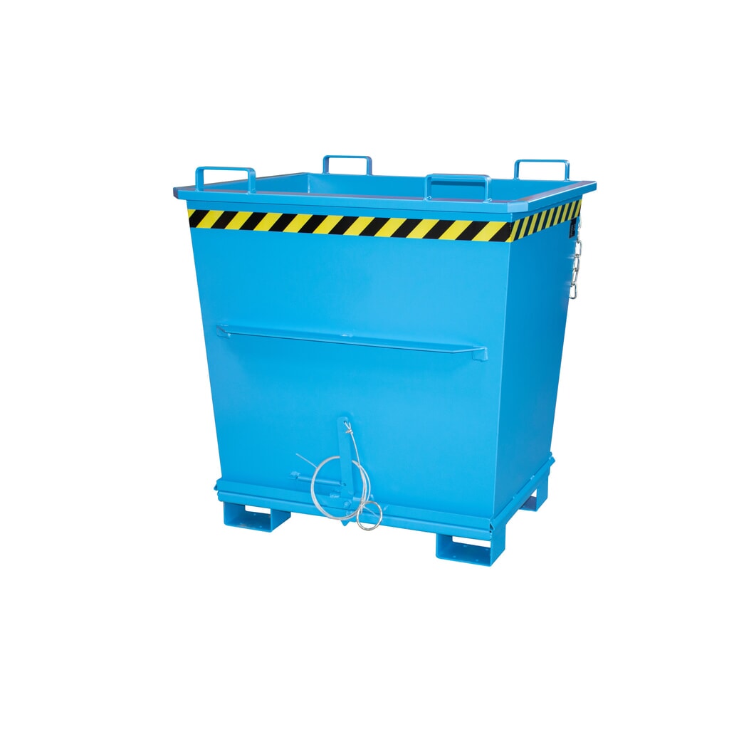 Bauer® Stapelbare bak met uitklapbare bodem, gelakt, volume 1 m³, RAL 5012 lichtblauw Product afbeelding: Bauer® Stapelbare bak met uitklapbare bodem, gelakt, volume 1 m³, RAL 5012 lichtblauw