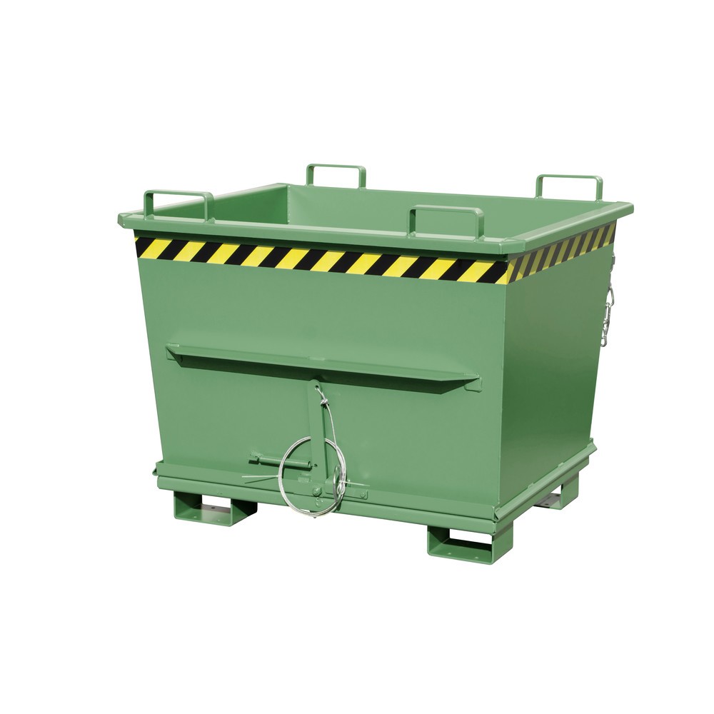 Product afbeelding: Bauer® Stapelbare bak met uitklapbare bodem, gelakt, volume 0,7 m³, RAL 6011 resedagroen