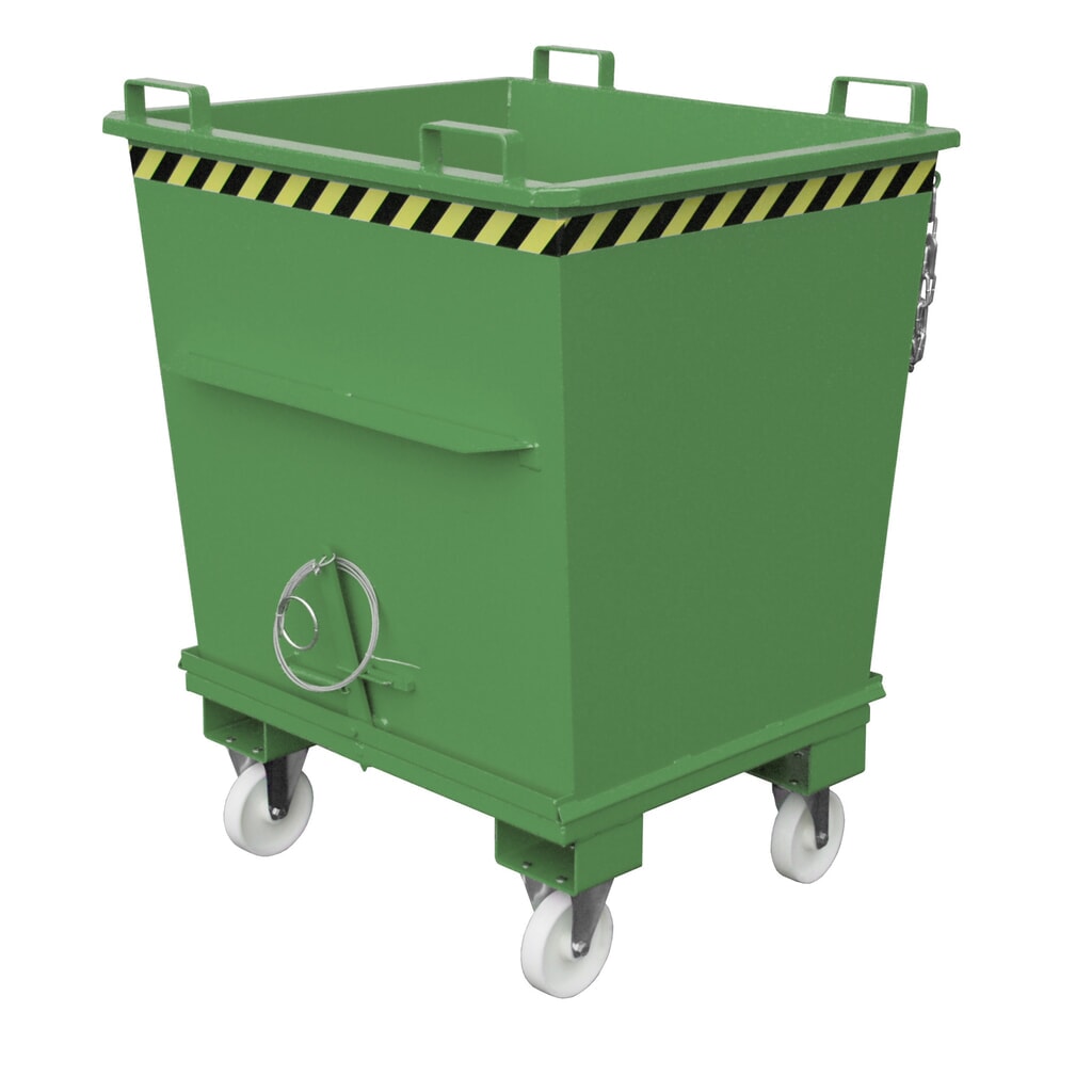 Product afbeelding: Bauer® Stapelbare bak met uitklapbare bodem, gelakt, volume 1 m³, RAL 6011 resedagroen