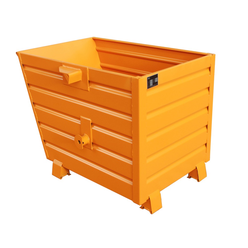 Product afbeelding: Bauer® Stapelbare kantelbak, gelakt, volume 0,7 m³, RAL 2000 geeloranje