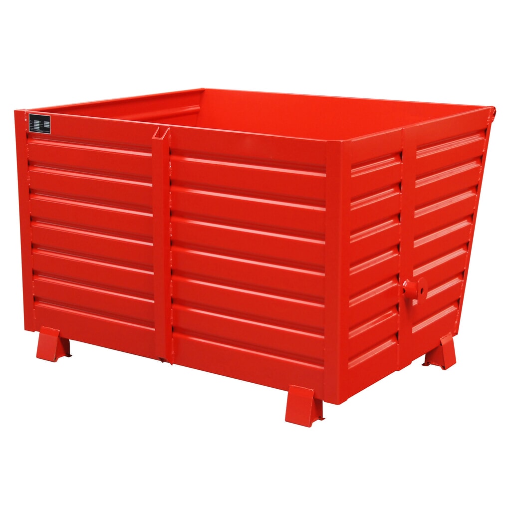 Product afbeelding: Bauer® Stapelbare kantelbak, gelakt, volume 1,5 m³, RAL 3000 vuurrood