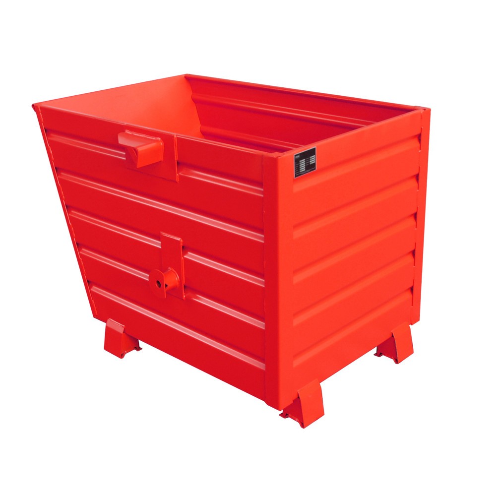 Product afbeelding: Bauer® Stapelbare kantelbak, gelakt, volume 0,7 m³, RAL 3000 vuurrood