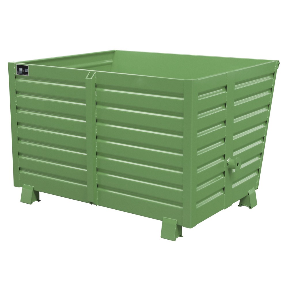 Product afbeelding: Bauer® Stapelbare kantelbak, gelakt, volume 1,5 m³, RAL 6011 resedagroen