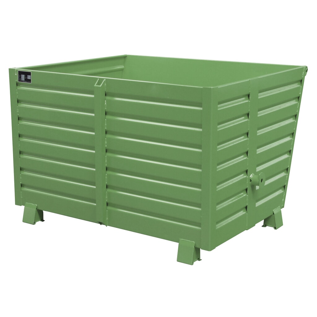 Product afbeelding: Bauer® Stapelbare kantelbak, gelakt, volume 1,5 m³, RAL 6011 resedagroen