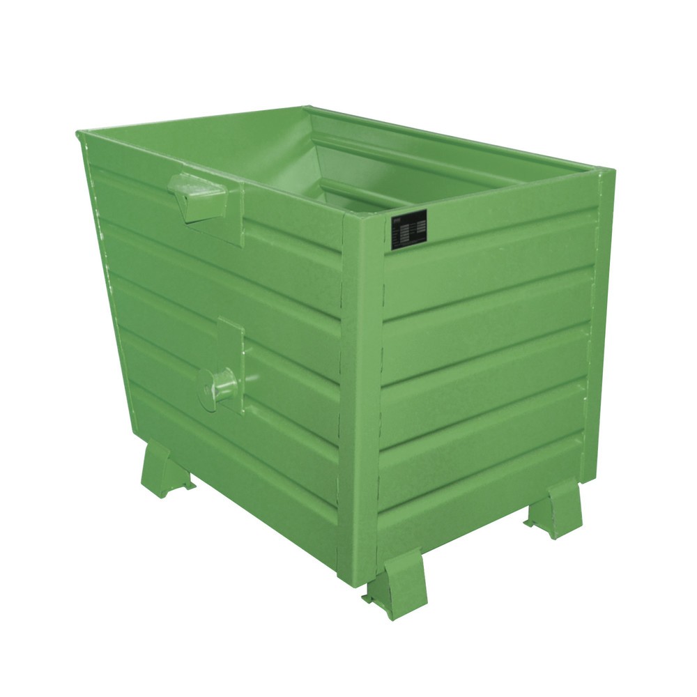 Product afbeelding: Bauer® Stapelbare kantelbak, gelakt, volume 0,7 m³, RAL 6011 resedagroen