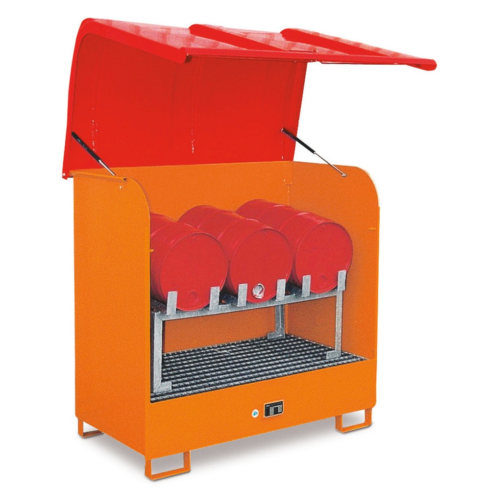 Product afbeelding: Bauer® Station voor gevaarlijke stoffen, van staal, met GFK-kap, geeloranje