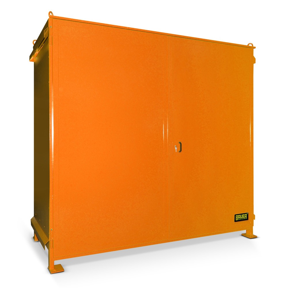 Product afbeelding: Bauer® Stellingcontainer voor 6x EP / 4x CP3, 2 niveaus, 2 openslaande deuren, geeloranje