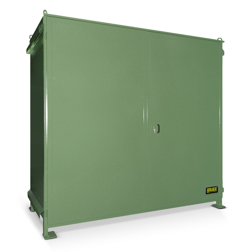 Product afbeelding: Bauer® Stellingcontainer voor 6x EP / 4x CP3, 2 niveaus, 2 openslaande deuren, resedagroen