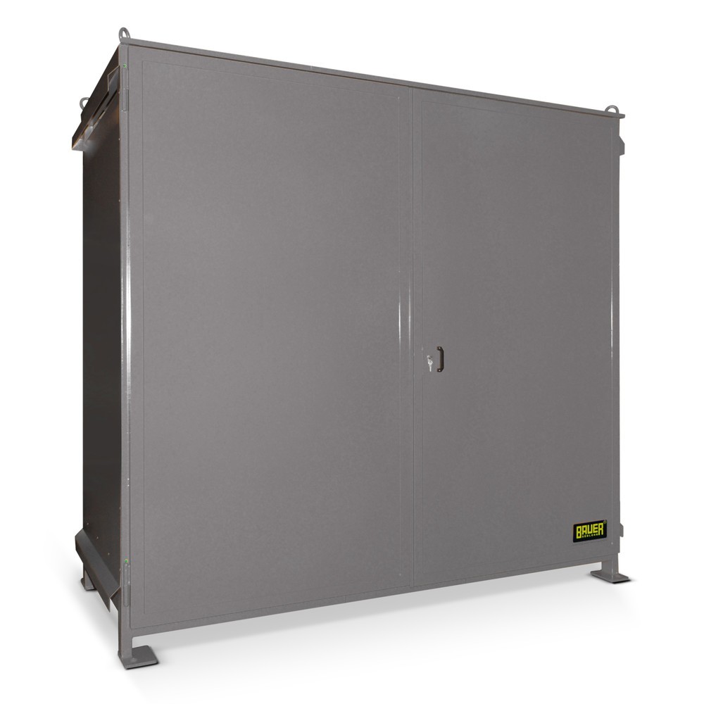 Product afbeelding: Bauer® Stellingcontainer voor 6x EP / 4x CP3, 2 niveaus, 2 openslaande deuren, muisgrijs