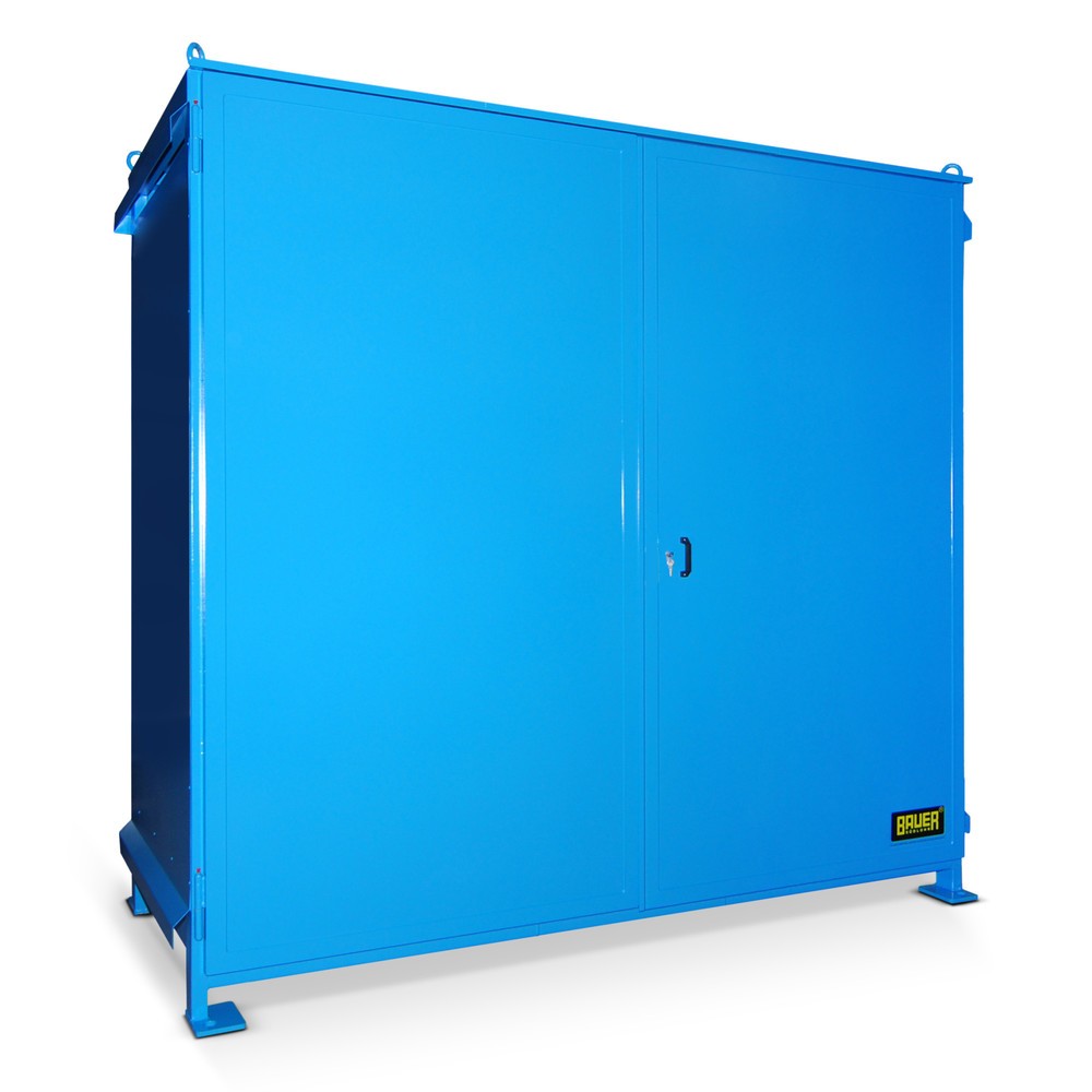 Product afbeelding: Bauer® Stellingcontainer voor 6x EP / 4x CP3, 2 niveaus, 2 openslaande deuren, lichtblauw