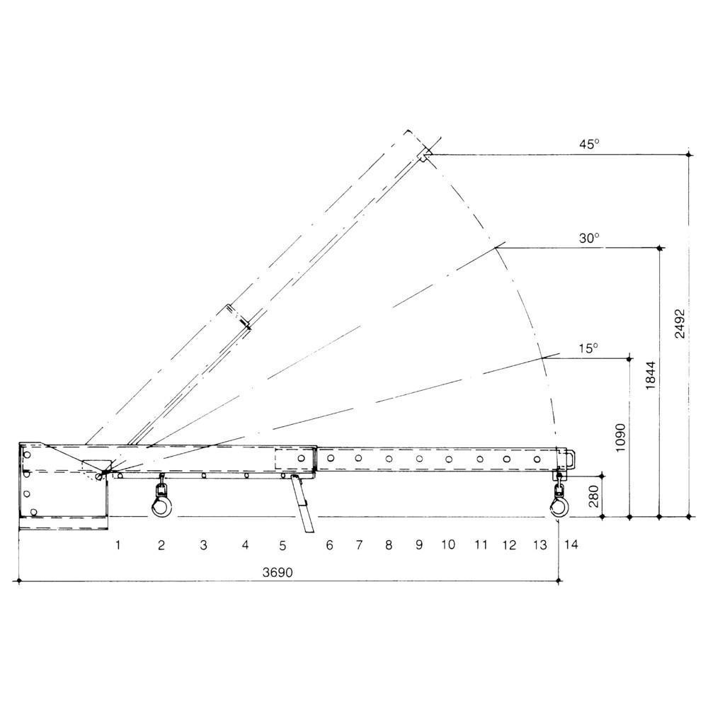 Productafbeelding nr. 3: Bauer® Telescooplader, model 1, reikwijdte tot 3.690 mm, cap. tot 2.500 kg, geeloranje