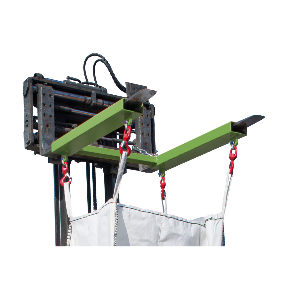 Productafbeelding nr. 2: Traverse Bauer® voor BIG BAG, heftruckopname met 4 wartelhaken, draagvermogen 1.250 kg, gelakt, RAL 6011 resedagroen