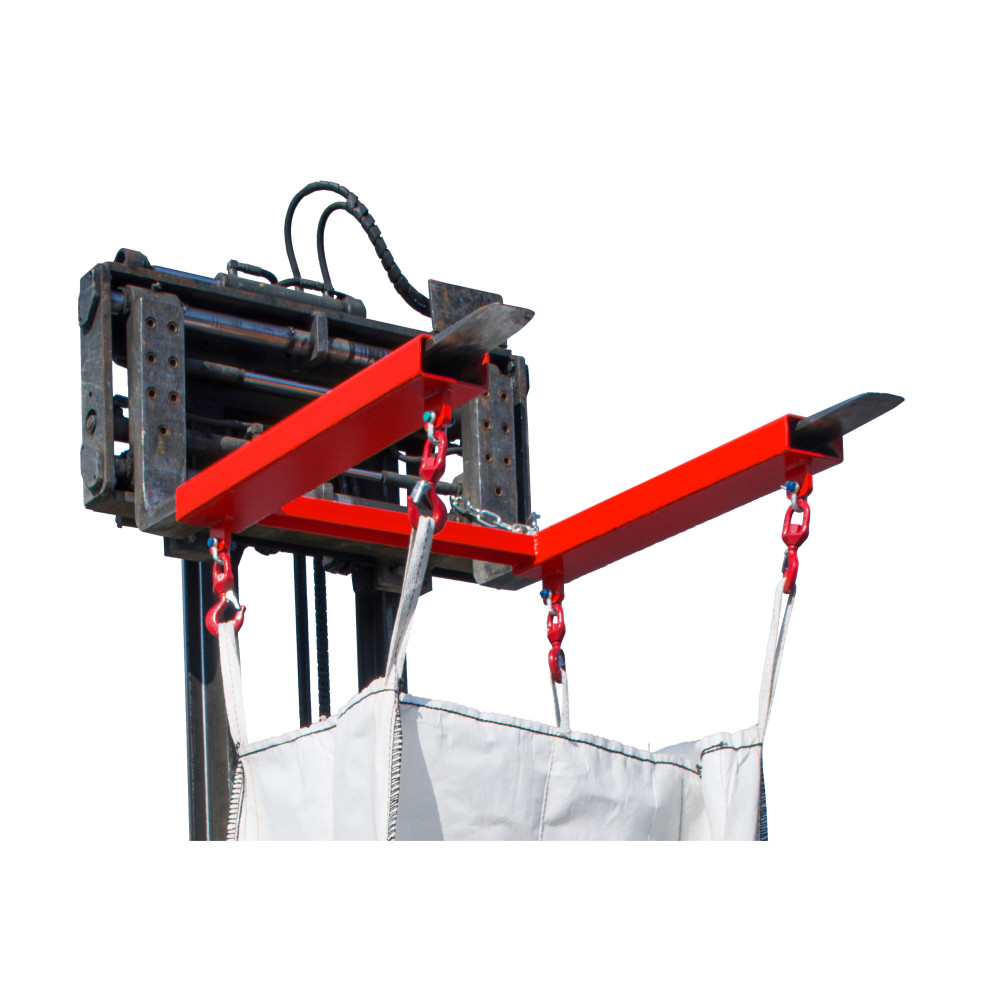 Productafbeelding nr. 2: Traverse Bauer® voor BIG BAG, heftruckopname met 4 wartelhaken, draagvermogen 1.250 kg, gelakt, RAL 3000 vuurrood