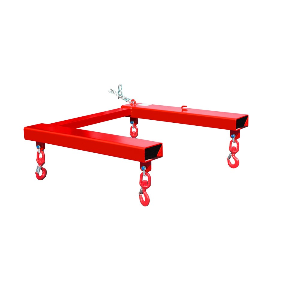 Product afbeelding: Traverse Bauer® voor BIG BAG, heftruckopname met 4 wartelhaken, draagvermogen 1.250 kg, gelakt, RAL 3000 vuurrood
