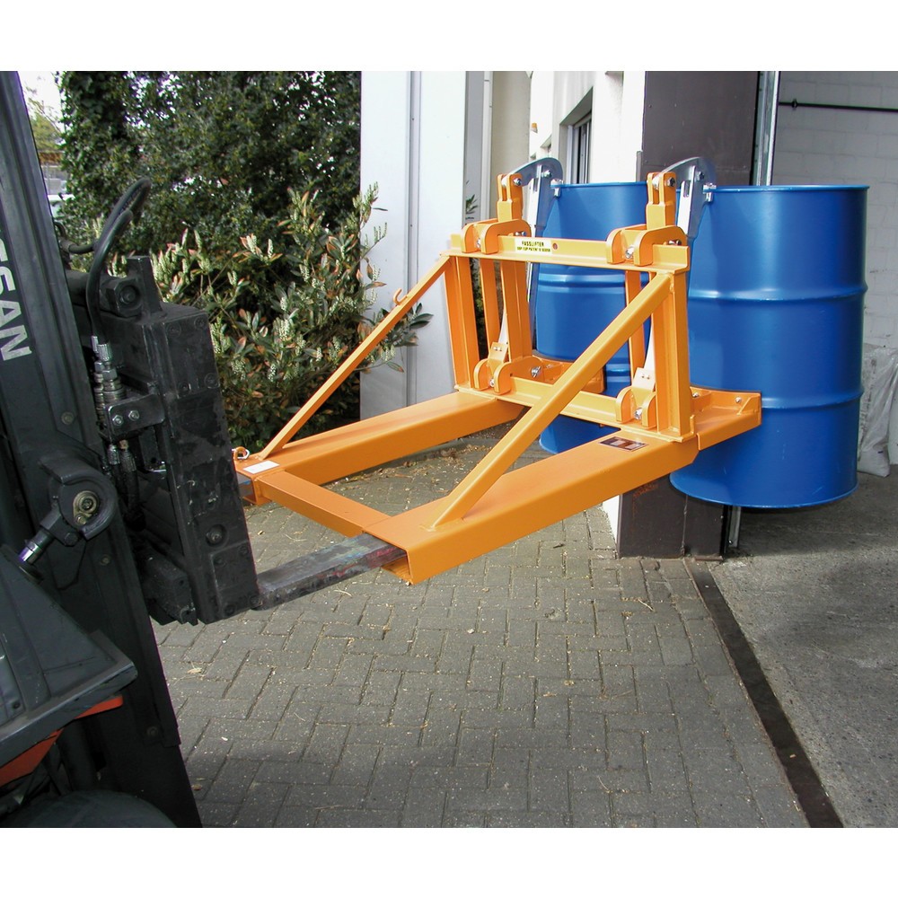 Productafbeelding nr. 2: Bauer® Vatengrijper voor stalen en kunststof L-ringvaten, cap. 1.600 kg, RAL 2000 geeloranje