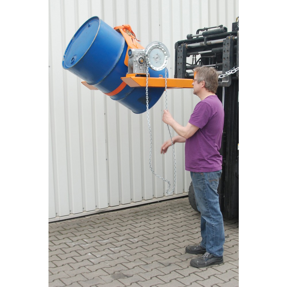 Productafbeelding nr. 2: Bauer® Vatenkantelaar, cap. 300 kg, voor vat-Ø 350-600 mm, eindeloze ketting, RAL 2000 geeloranje
