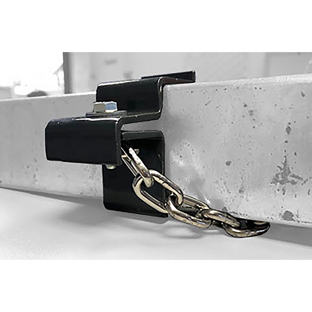 Bevestigingsklem voor een sluitketting voor winkelwagenoverkapping wsm® Product afbeelding: Bevestigingsklem voor een sluitketting voor winkelwagenoverkapping wsm®