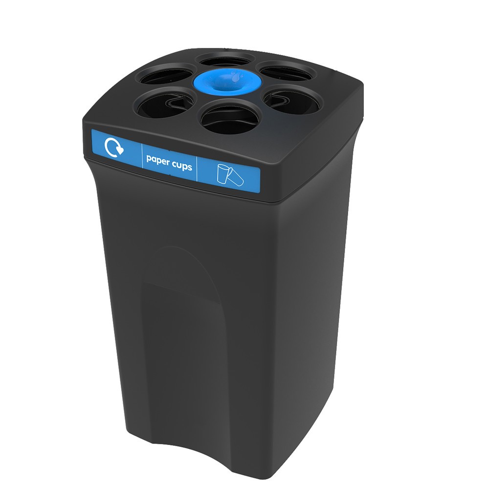 Product afbeelding: Bekerverzamelaar ENVIROBIN Envirocup XL, met geïntegreerd reservoir, zwart / blauw, met opschrift "paper cups"