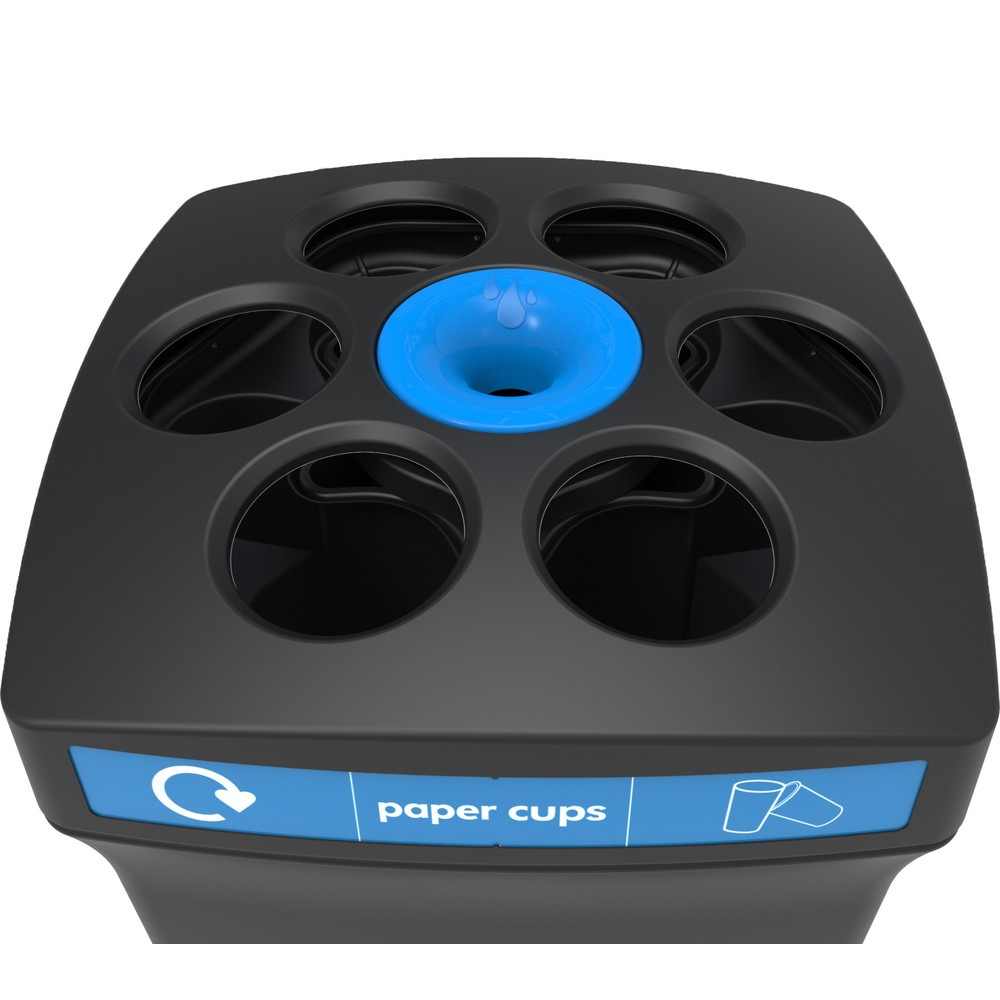 Productafbeelding nr. 2: Bekerverzamelaar ENVIROBIN Envirocup XL, met geïntegreerd reservoir, zwart / blauw, met opschrift "paper cups"