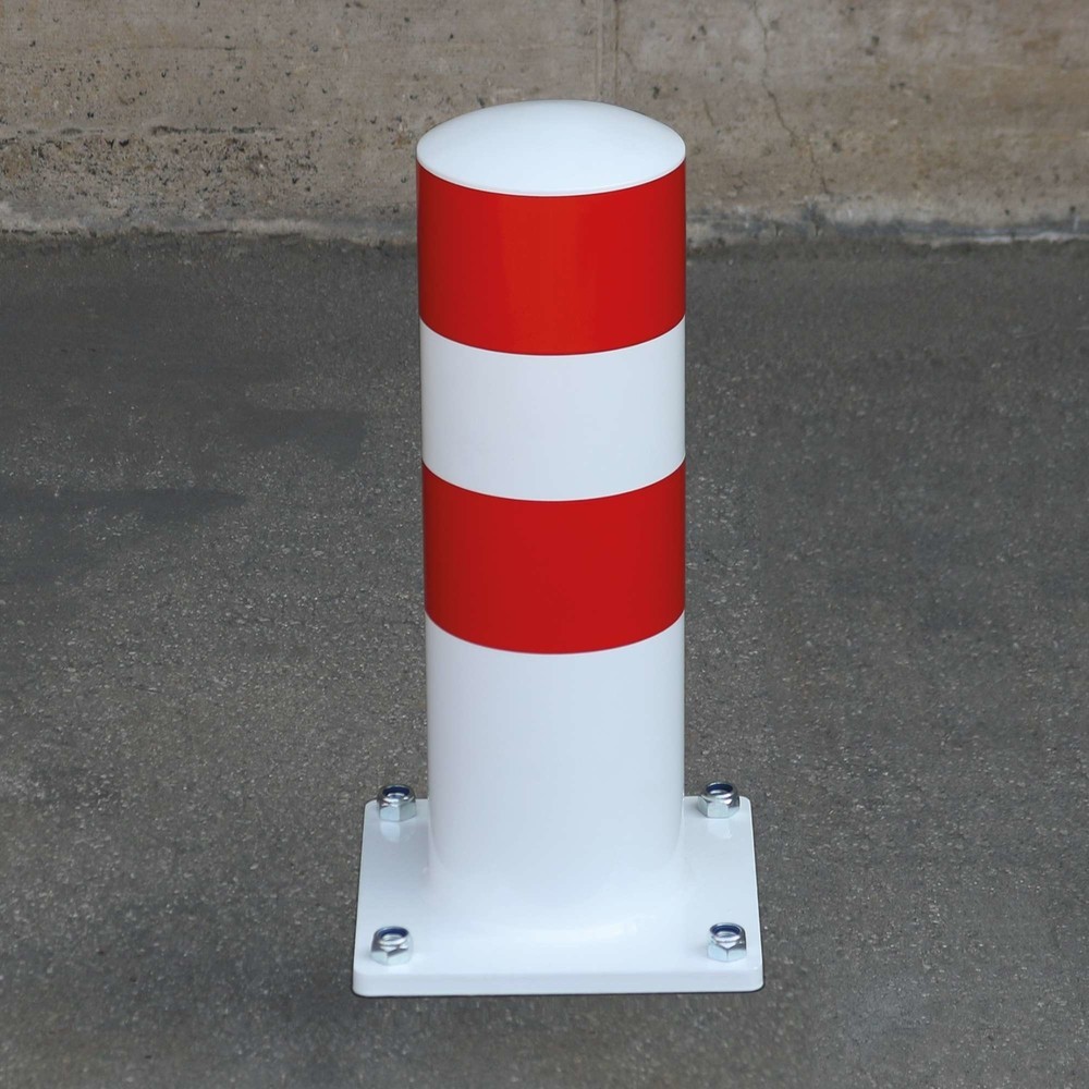 Product afbeelding: Beschermpaal MORAVIA BLACK BULL als parkeerhulp voor vrachtwagens, voor buiten, rood-wit, hoogte 500 mm, Ø 159 mm