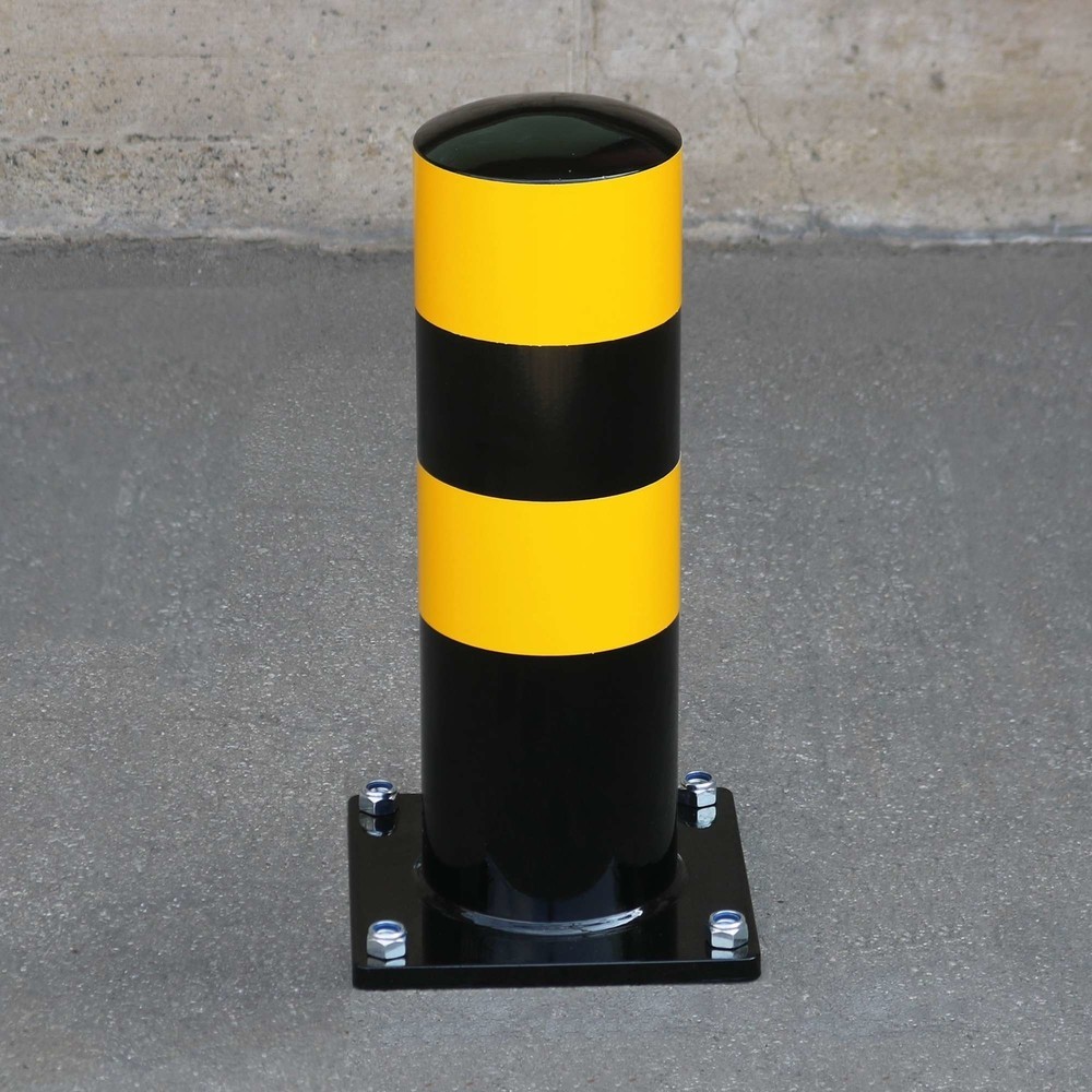 Product afbeelding: Beschermpaal MORAVIA BLACK BULL als parkeerhulp voor vrachtwagens, voor buiten, zwart-geel, hoogte 500 mm, Ø 159 mm