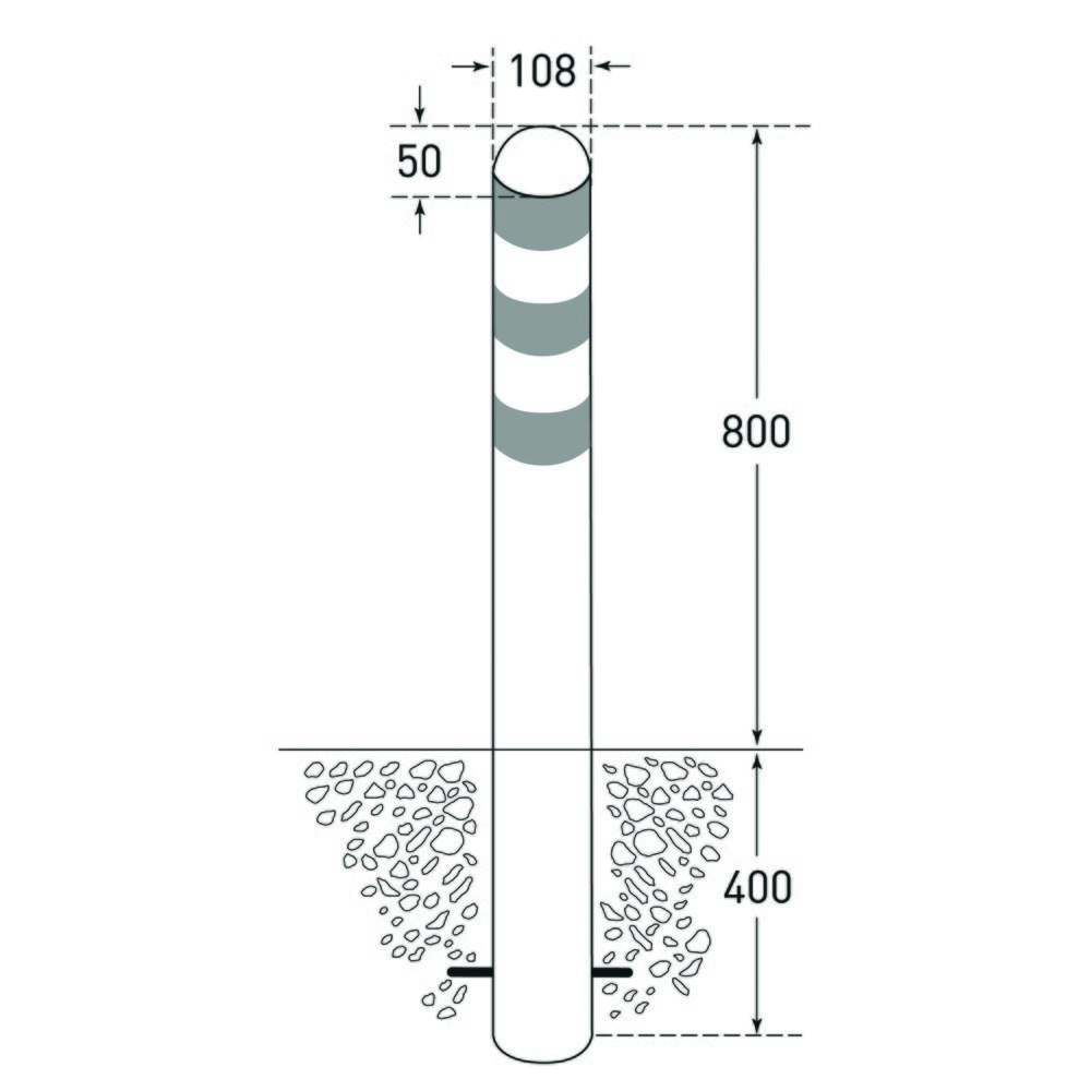 Productafbeelding nr. 2: Beschermpaal voor laadstations II, Ø 108 mm, hoogte 800 mm, voor het plaatsen in beton, staal, kunststofcoating, blauwe reflecterende ringen