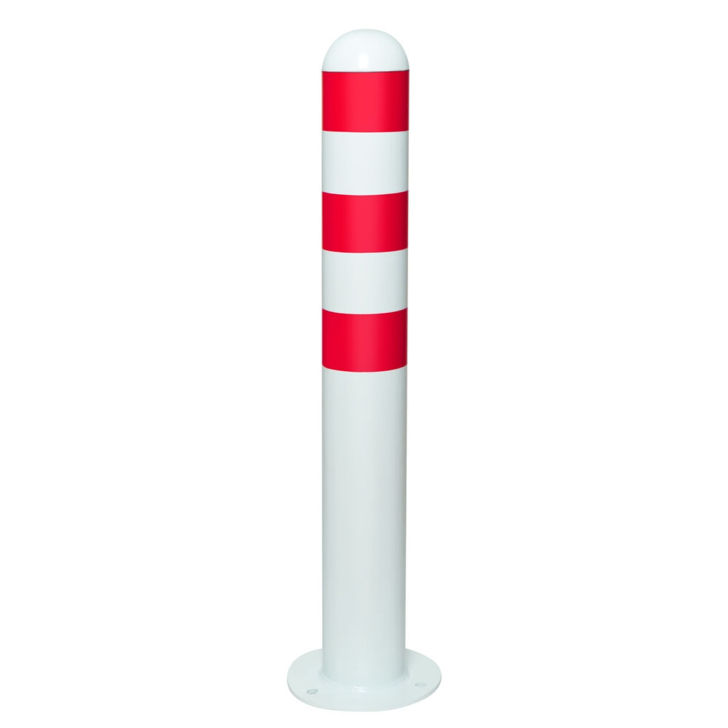 Productafbeelding nr. 1: Beschermpaal voor laadzuilen II, Ø 108 mm, hoogte 800 mm, voor keilboutbevestiging, staal, met kunststof coating, rode reflexringen