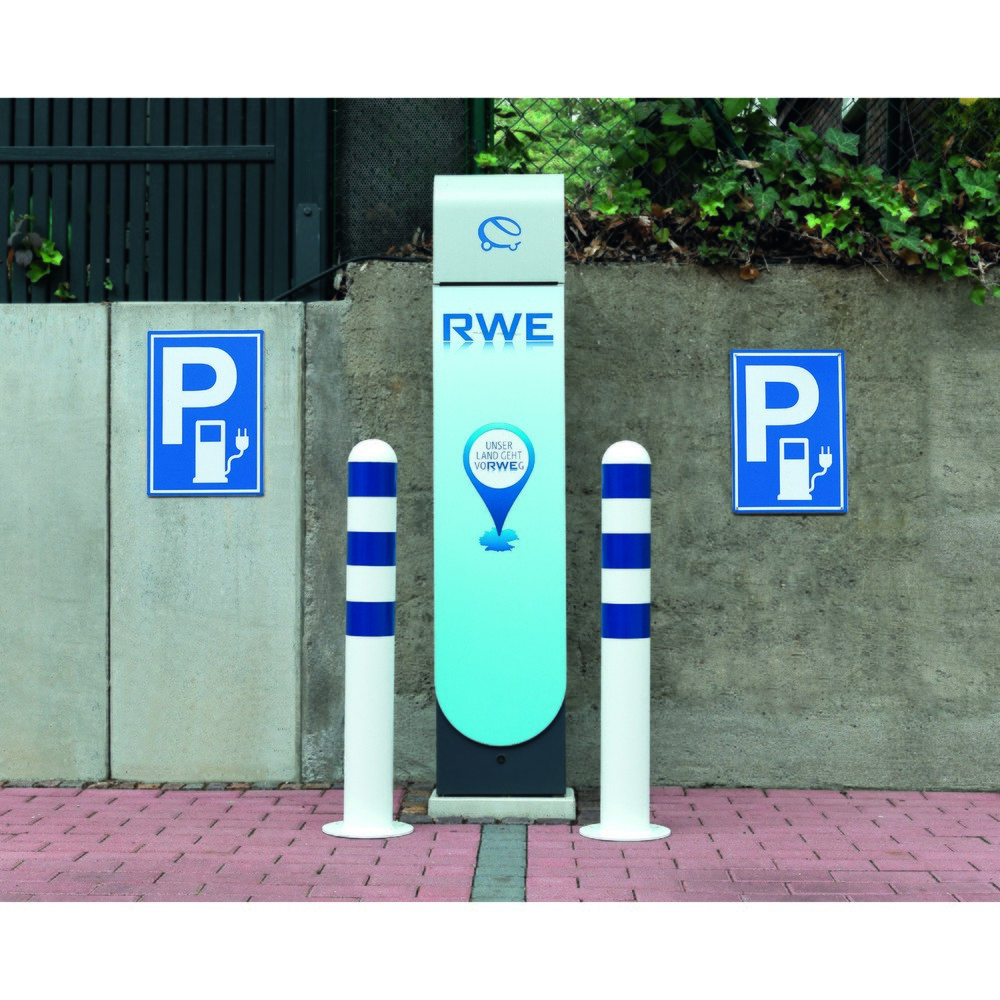 Productafbeelding nr. 5: Beschermpaal voor laadstations II, Ø 108 mm, hoogte 800 mm, voor het plaatsen in beton, staal, kunststofcoating, blauwe reflecterende ringen