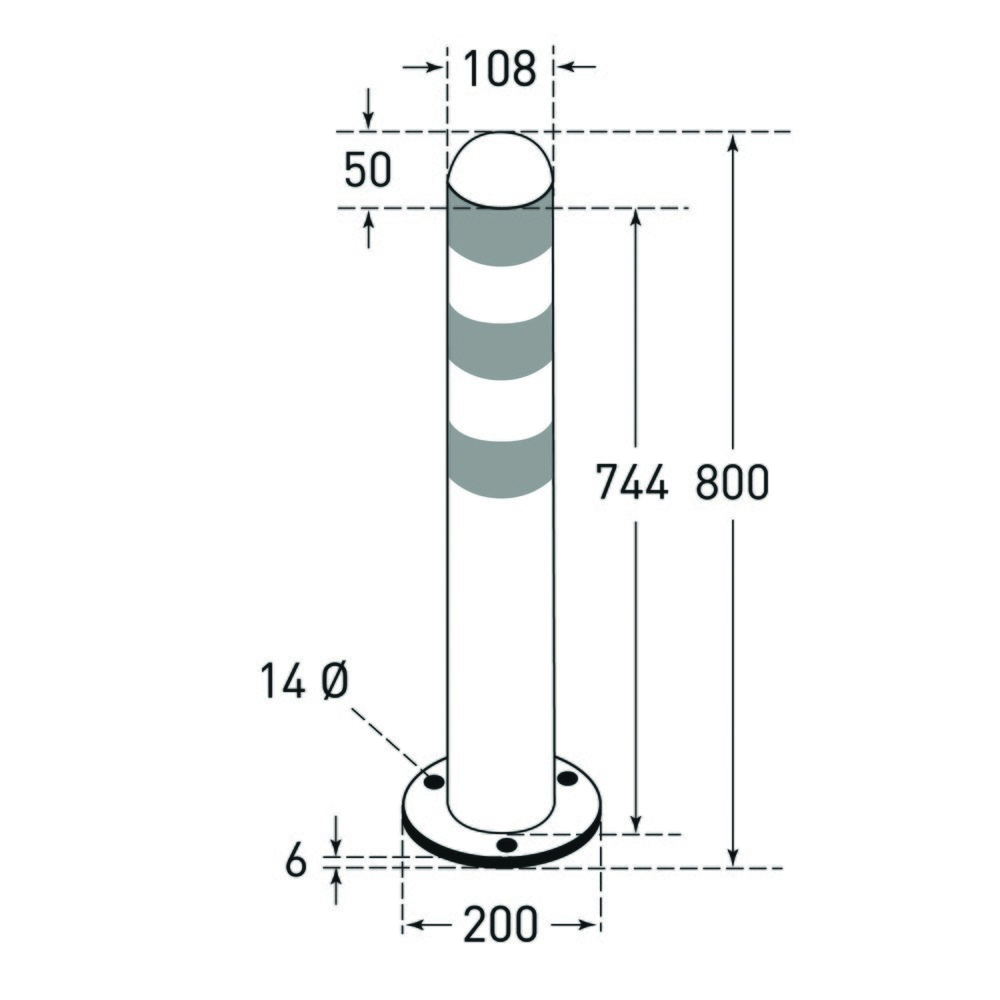Productafbeelding nr. 2: Beschermpaal voor laadzuilen MORAVIA I, Ø 108 mm, hoogte 800 mm, voor keilboutbevestiging, staal, zonder reflecterende ringen
