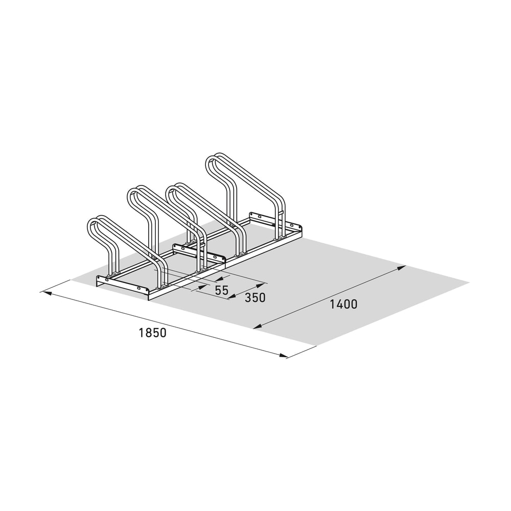 Productafbeelding nr. 7: Beugelfietsrek, 1-zijdig, 4 plaatsen, verzinkt