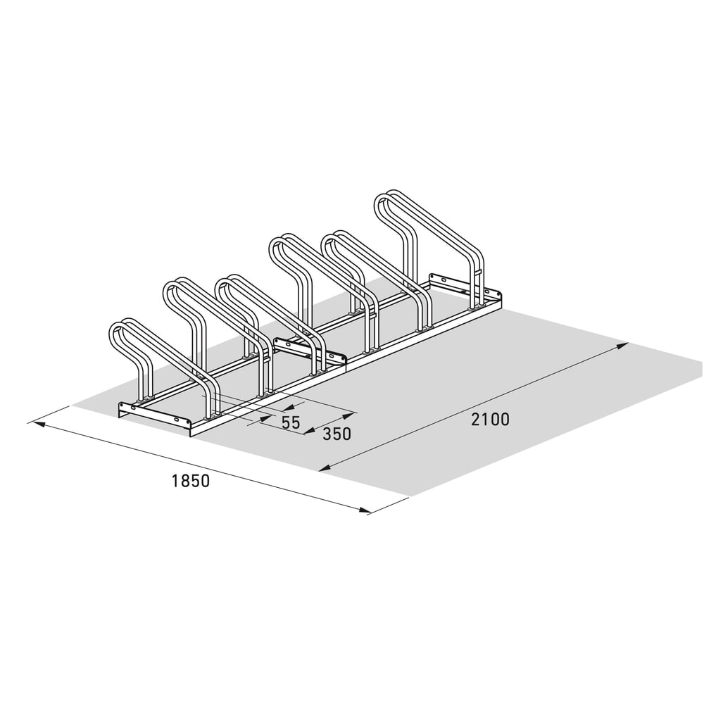 Productafbeelding nr. 7: Beugelfietsrek, 1-zijdig, 6 plaatsen, verzinkt