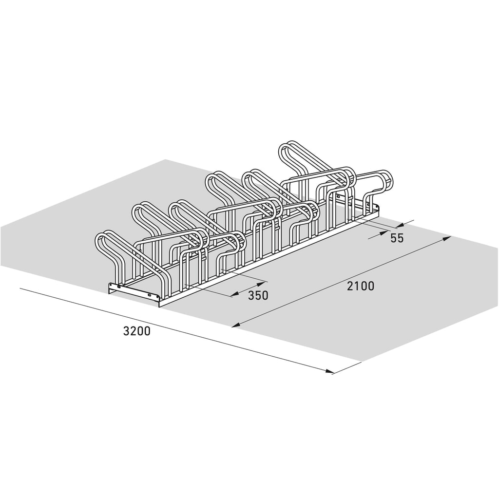 Productafbeelding nr. 7: Beugelfietsrek, 2-zijdig, 10 plaatsen, verzinkt