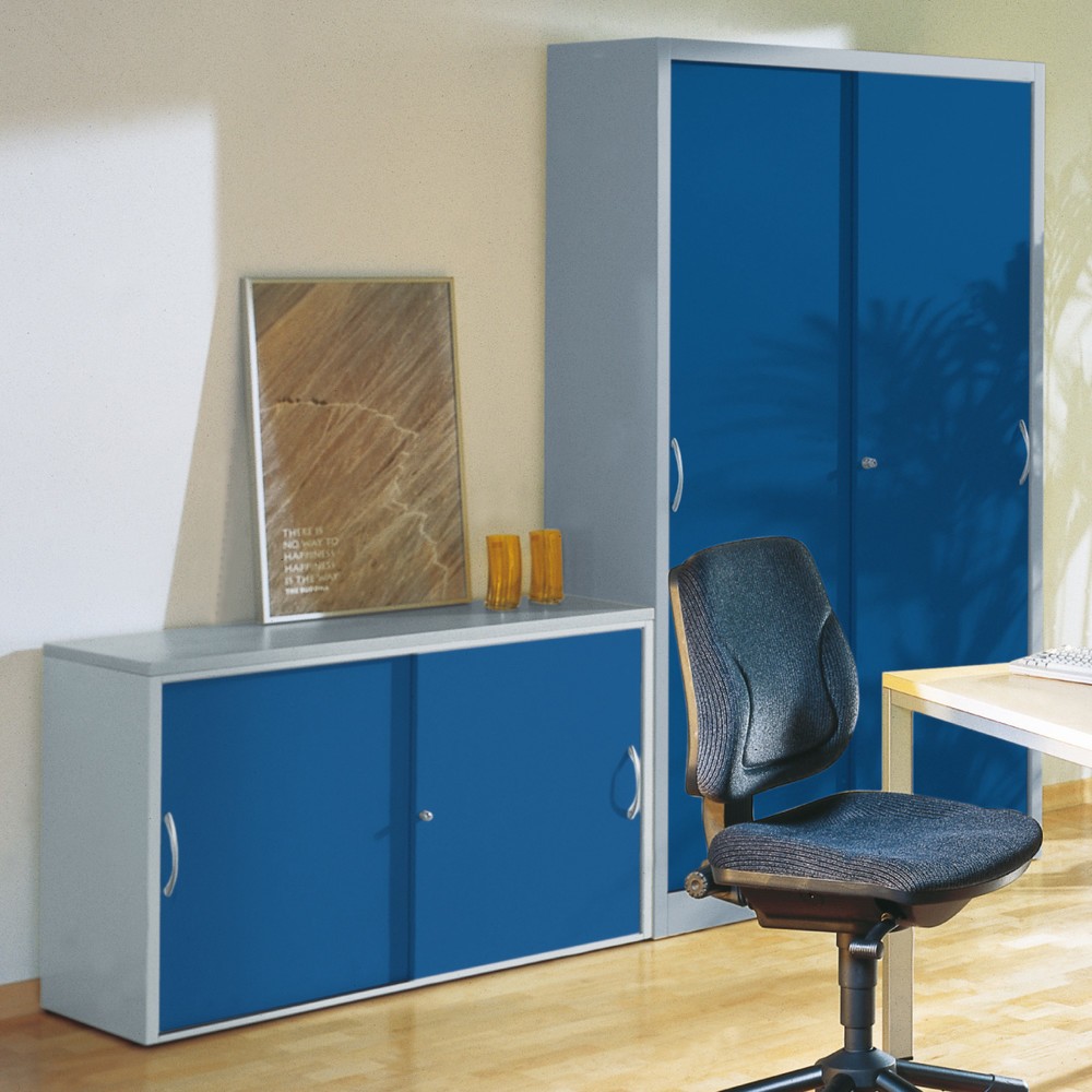 Product afbeelding: Bijzet schuifdeurkast, 2 OH, breedte 800 mm, lichtgrijs, antracietgrijs, Esdoorn