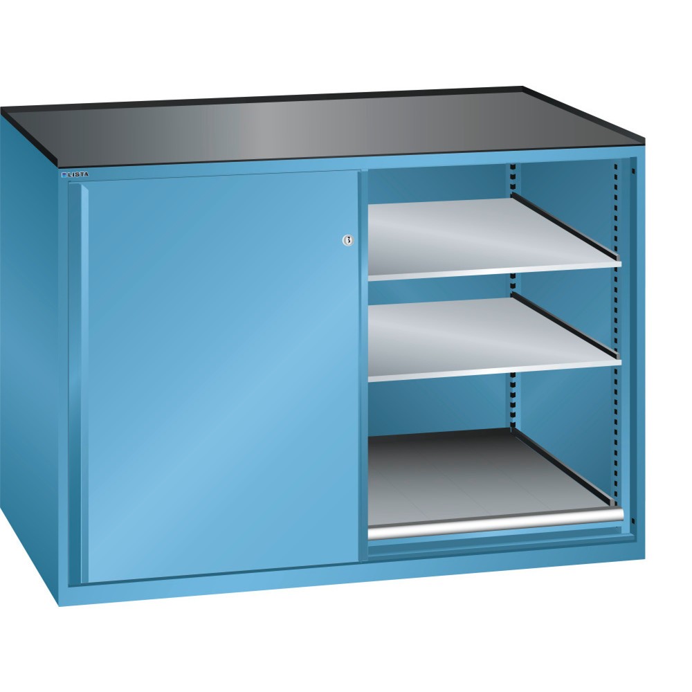Product afbeelding: Bijzetkast LISTA 2x36x36E, (bxdxh) 1430x753x1020 mm, 2 uittrekbare en 4 verstelbare legborden, lichtblauw