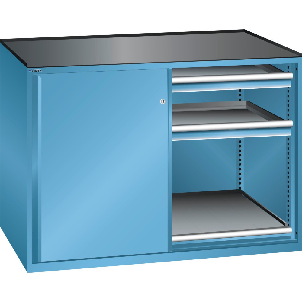 Product afbeelding: Bijzetkast LISTA 2x36x36E, (bxdxh) 1430x753x1020 mm, 2 uittrekbare legborden, 4 lades, lichtblauw