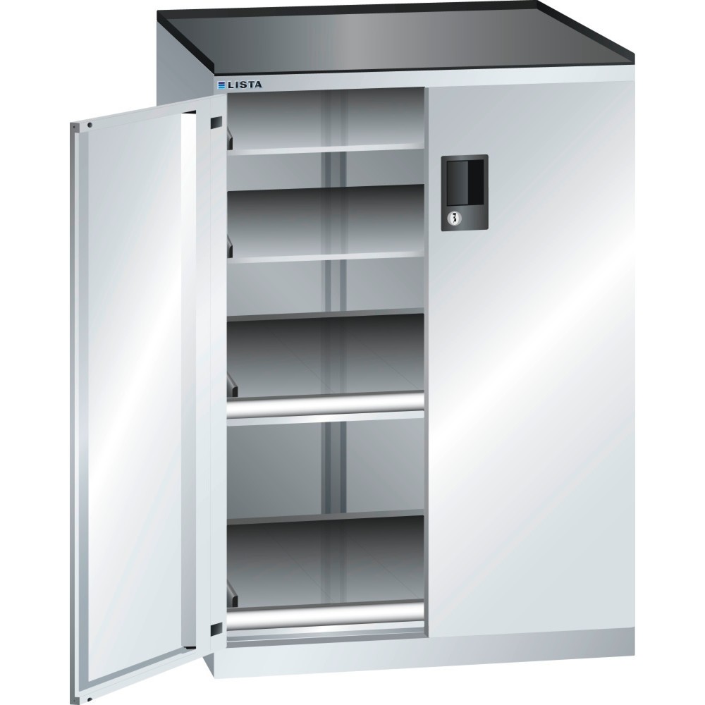 Product afbeelding: Bijzetkast LISTA 36x36E, (bxdxh) 717x753x1020 mm, 2 uittrekbare en 2 verstelbare legborden, lichtgrijs, KEY Lock