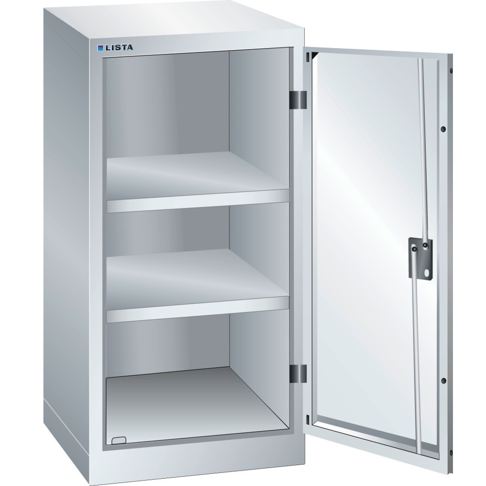 Product afbeelding: Bijzetkast LISTA, (bxdxh) 500x400x1000 mm, 2 verstelbare legborden, lichtgrijs, KEY Lock