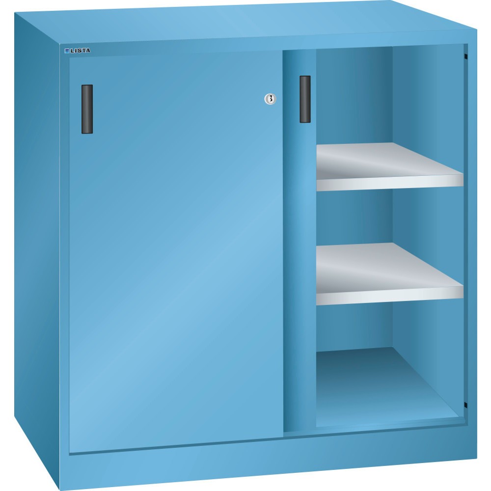 Product afbeelding: Bijzetkast LISTA met schuifdeuren, (bxdxh) 1000x400x1000 mm, 2 verstelbare legborden, lichtblauw