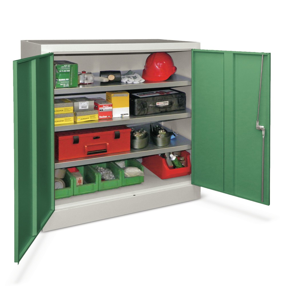 Product afbeelding: Bijzetkast PAVOY met 3 legborden, hxbxd 1.000 x 1.000 x 500 mm, vuurrood, lichtgrijs