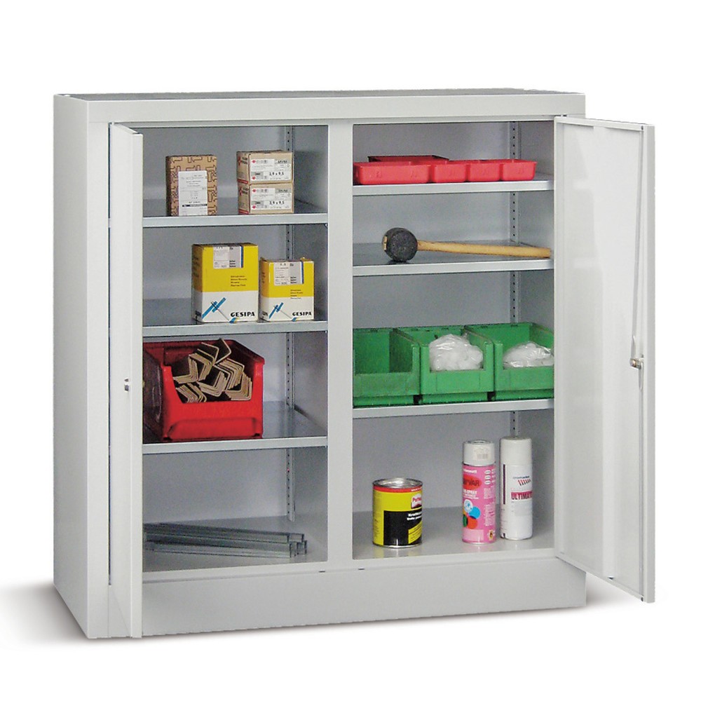 Product afbeelding: Bijzetkast PAVOY met 6 legborden, hxbxd 1.000 x 1.000 x 500 mm, scheidingswand, gentiaanblauw, gentiaanblauw
