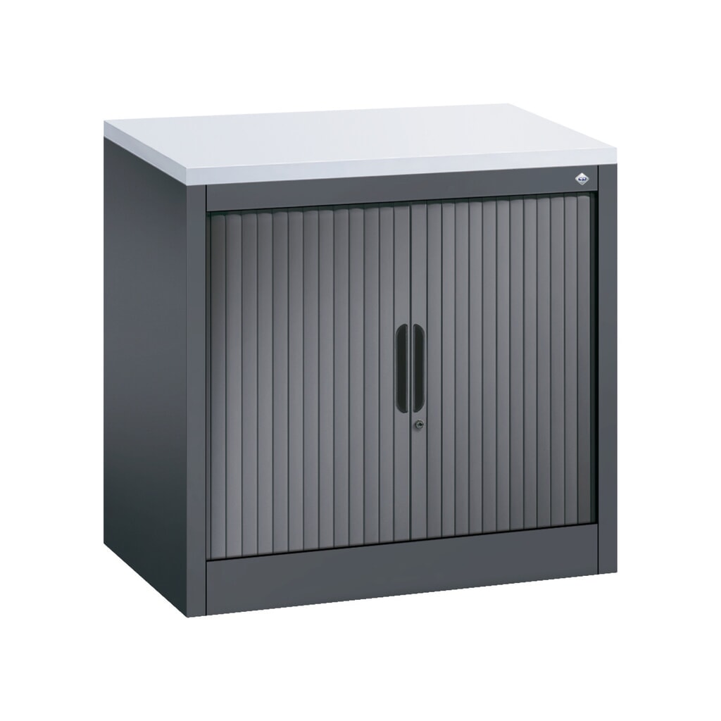 Product afbeelding: Bijzetroldeurkast C+P, 1 1/2 OH, breedte 800 mm, zwartgrijs, Lichtgrijs