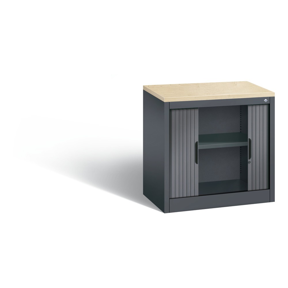 Productafbeelding nr. 4: Bijzetroldeurkast C+P, 1 1/2 OH, breedte 800 mm, zwartgrijs, Esdoorn