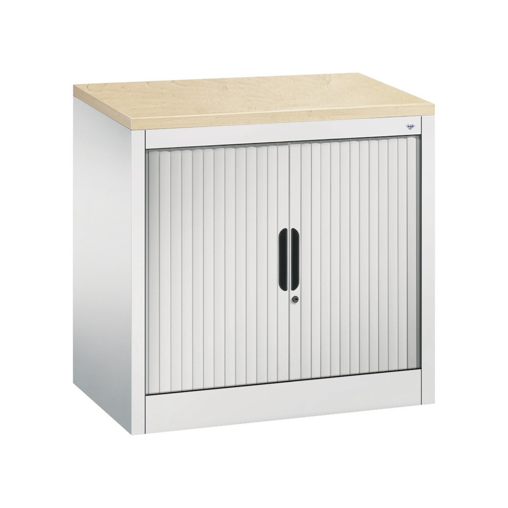 Product afbeelding: Bijzetroldeurkast C+P, 1 1/2 OH, breedte 800 mm, lichtgrijs, Esdoorn