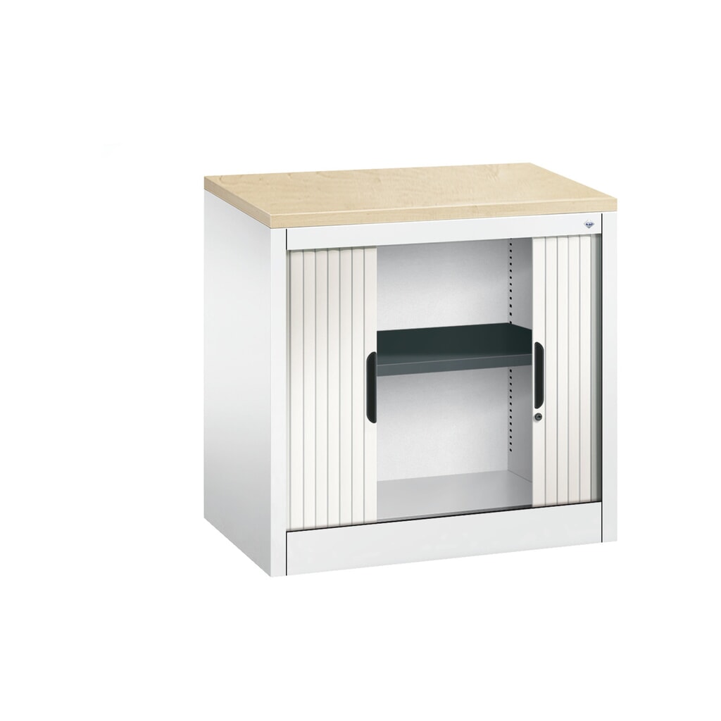Bijzetroldeurkast C+P, 1 1/2 OH, breedte 800 mm, zuiver wit, Esdoorn Productafbeelding nr. 4: Bijzetroldeurkast C+P, 1 1/2 OH, breedte 800 mm, zuiver wit, Esdoorn