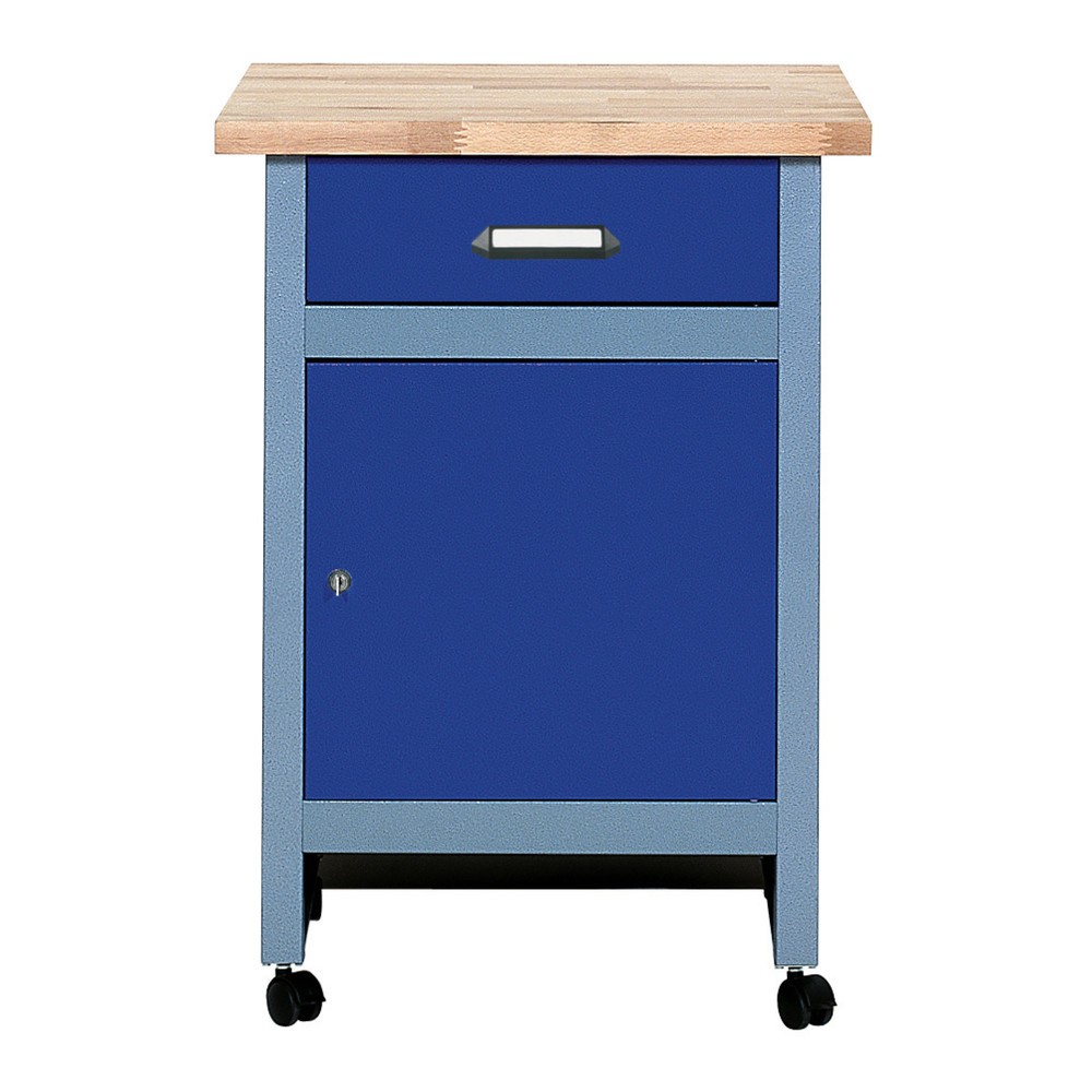 Product afbeelding: Werkbank met 1 lade + 1 deur, b x d 600 x 600 mm, blauw
