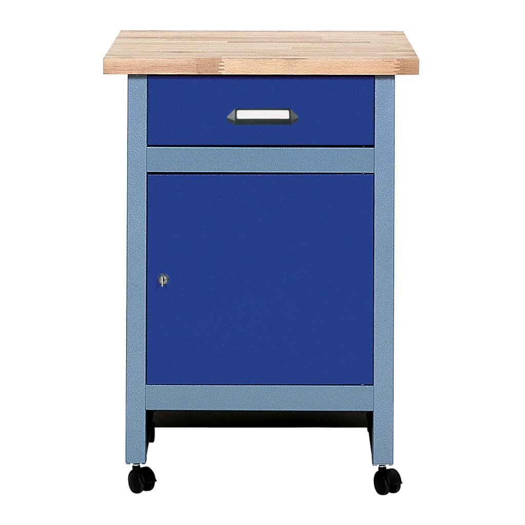 Product afbeelding: Werkbank met 1 lade + 1 deur, b x d 600 x 600 mm, blauw